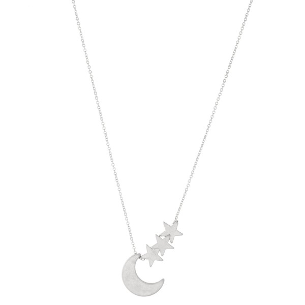 Wholesale moon Pendant Necklace Star Accents L Adjustable Extender