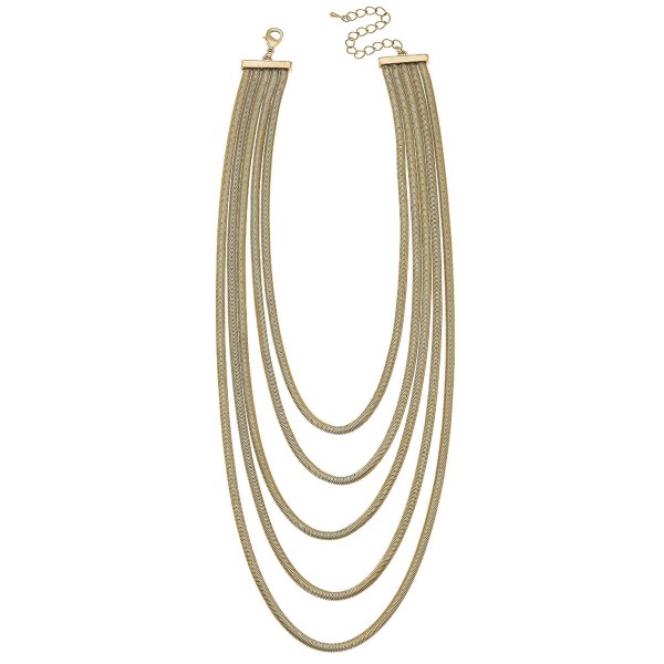 Layered Herringbone Chain Necklace in Shortest Layer 14