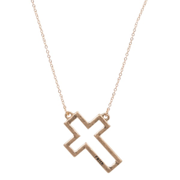 Wholesale faith Stamped Cross Pendant Necklace Pendant Long Adjustable Extender