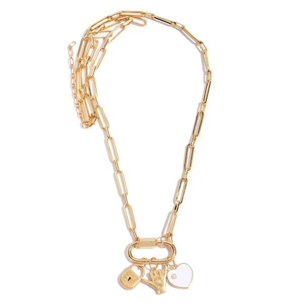 Wholesale chain Link Carabiner Charm Pendant Necklace Pendant Charms L Adjustabl