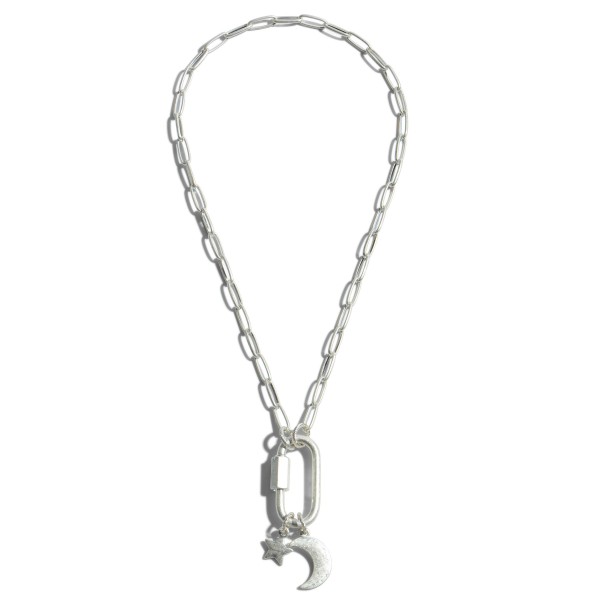 Wholesale chain Link Moon Star Carabiner Charm Necklace Carabiner Twist Clasp Pe