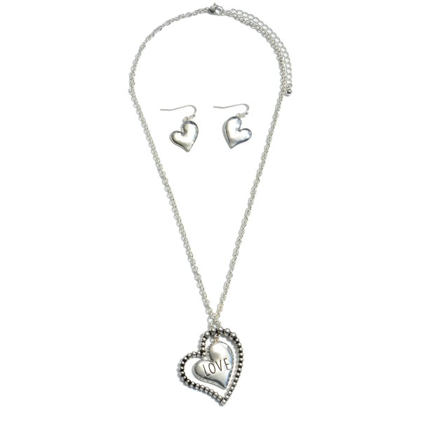 Wholesale love Nested Heart Pendant Necklace Silver Pendant Adjustable Extender