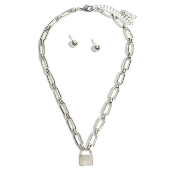 Wholesale chain Link Padlock Pendant Necklace Pendant Adjustable Extender