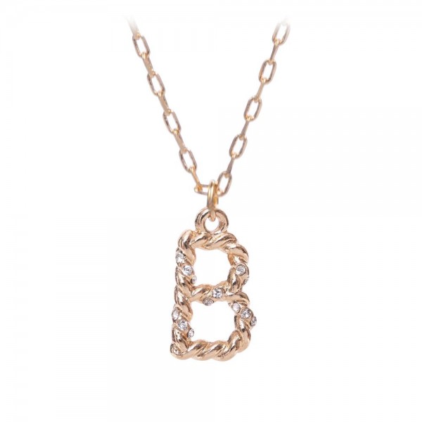 Wholesale short Metal Necklace Textured Letter Pendant