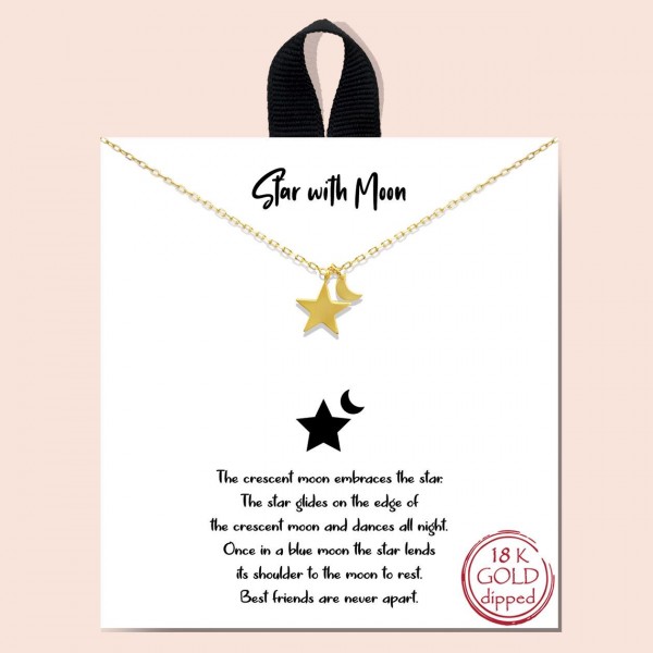 Wholesale short Metal Star Moon Necklace Celestial Pendants Necklace Comes Card