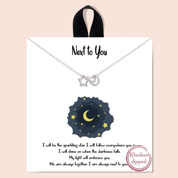 Wholesale short Metal Next Necklace Celestial Pendants Long Necklace Comes Card