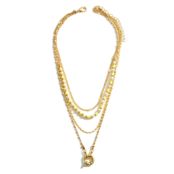 Wholesale gold Layered Necklace Pearl Beaded Accents Extender Lobster Claw Closu