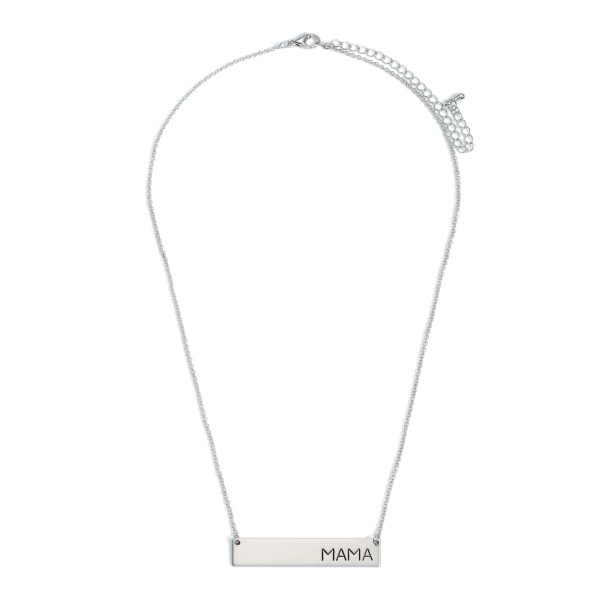 Wholesale short Necklace Engraved Mama Bar Pendant Long