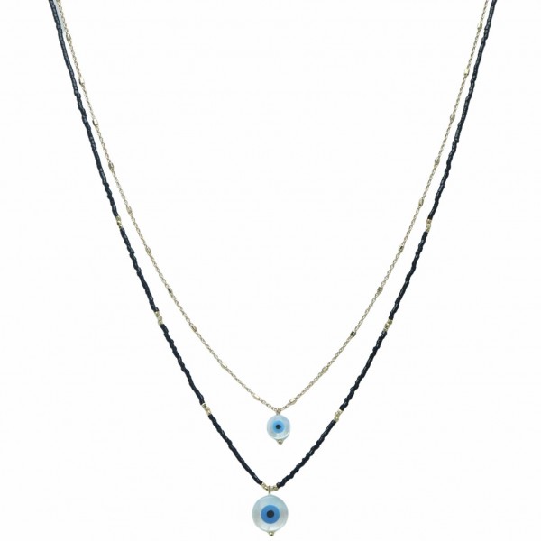 Wholesale layered Necklace Beaded Accents Evil Eye Pendants Long