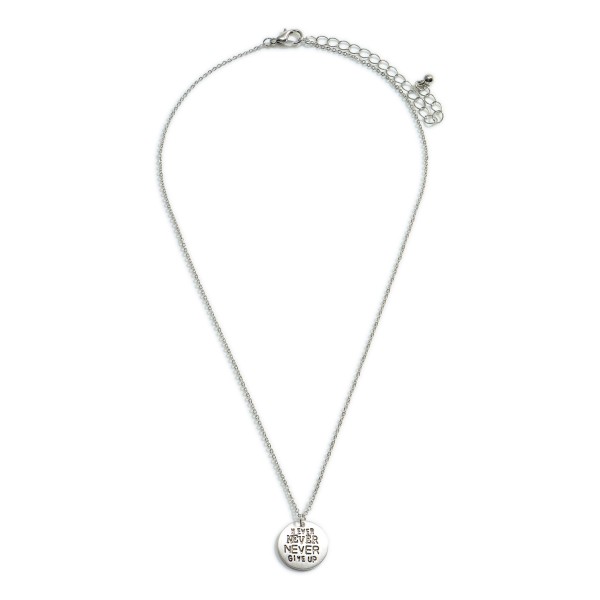 Wholesale short Necklace Circle Pendant Says Never Never Never Give Up Long