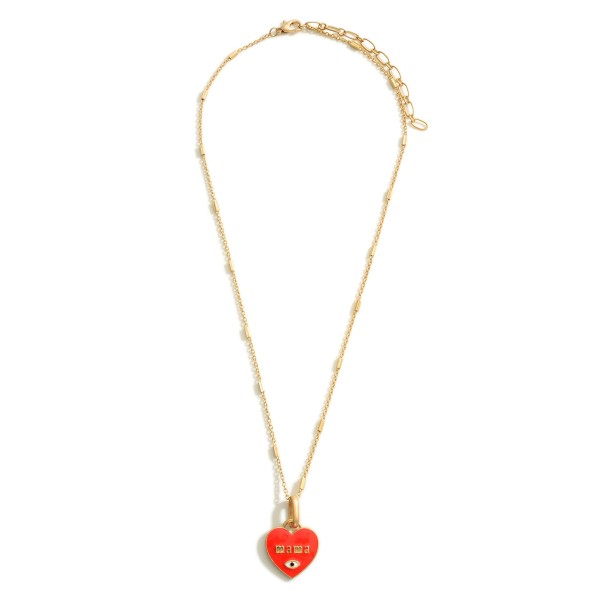 Wholesale gold Necklace Heart Pendant Says Mama Long Wooden Beaded Necklace Gold