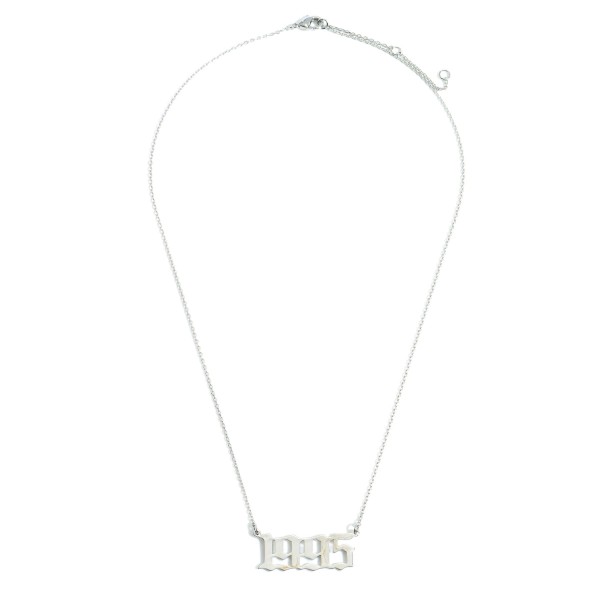 1995 Birth Year Necklace.

- White Gold Dipped
- Adjustable Lengths: 15.5", 16.5", and 17.5"