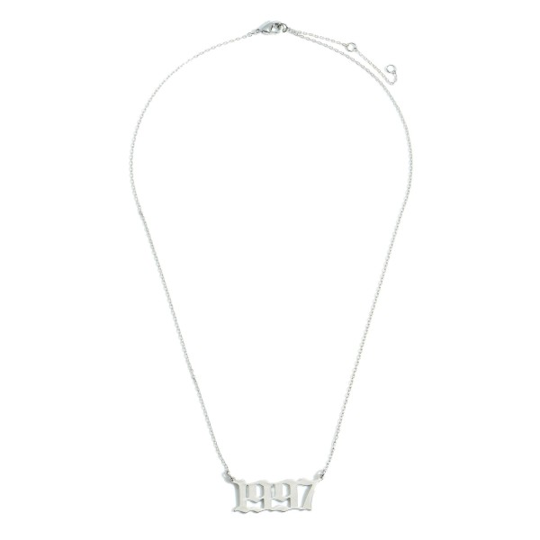 1997 Birth Year Necklace.

- White Gold Dipped
- Adjustable Lengths: 15.5", 16.5", and 17.5"