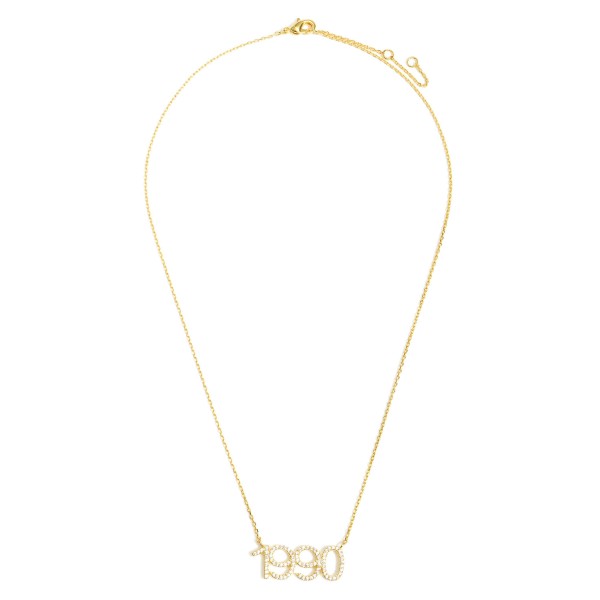 Wholesale white Gold Dipped Birth Year Necklace CZ Accents White Gold Dipped Adj