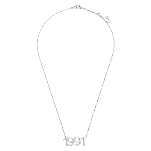 Wholesale white Gold Dipped Birth Year Necklace CZ Accents White Gold Dipped Adj