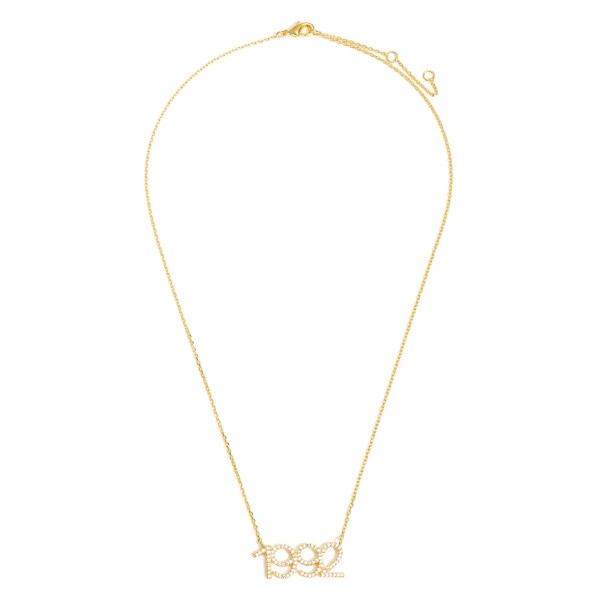 Wholesale gold Dipped Birth Year Necklace CZ Accents Gold Dipped Adjustable Leng