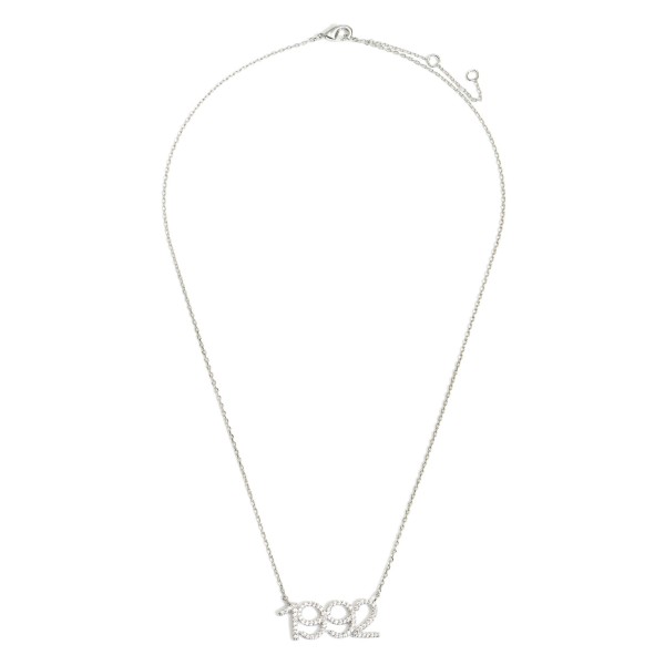 Wholesale white Gold Dipped Birth Year Necklace CZ Accents White Gold Dipped Adj