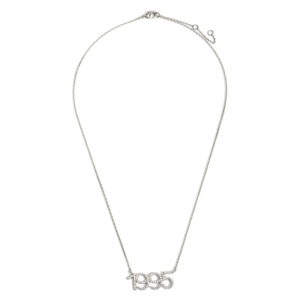 Wholesale white Gold Dipped Birth Year Necklace CZ Accents White Gold Dipped Adj
