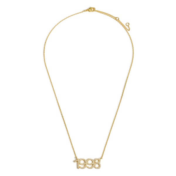 Wholesale gold Dipped Birth Year Necklace CZ Accents Gold Dipped Adjustable Leng