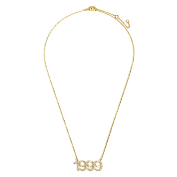 Gold Dipped 1999 Birth Year Necklace Featuring CZ Accents.

- Gold Dipped
- Adjustable Lengths: 15.5", 16.5", and 17.5"