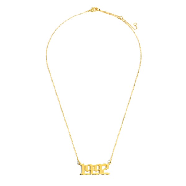 Wholesale birth Year Necklace Gold Dipped Adjustable Lengths