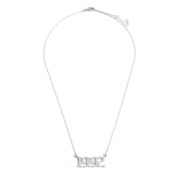 1992 Birth Year Necklace.

- White Gold Dipped
- Adjustable Lengths: 15.5", 16.5", and 17.5"