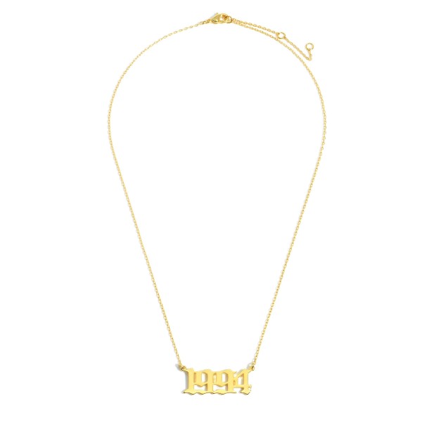 Wholesale birth Year Necklace Gold Dipped Adjustable Lengths