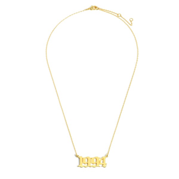 1994 Birth Year Necklace.

- Gold Dipped
- Adjustable Lengths: 15.5", 16.5", and 17.5"