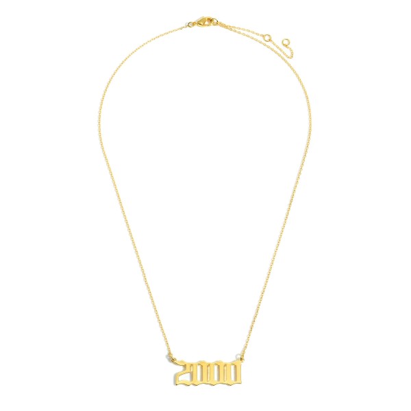 2000 Birth Year Necklace.

- Gold Dipped
- Adjustable Lengths: 15.5", 16.5", and 17.5"