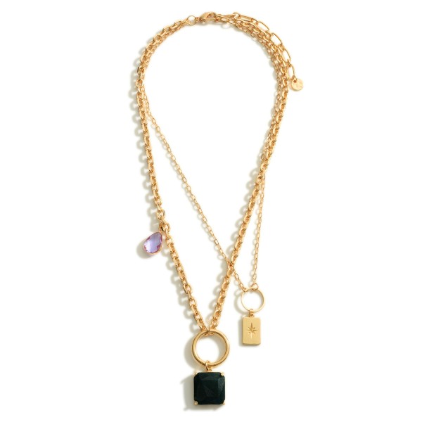 Wholesale layered Chain Necklace Crystal Pendants