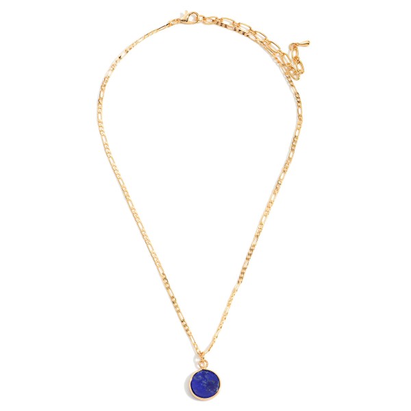 Wholesale simple Gold Brass Chain Necklace Natural Stone Pendant Long Extender L