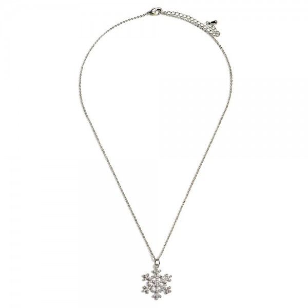 Wholesale short Crystal Snowflake Pendant Necklace L Extender