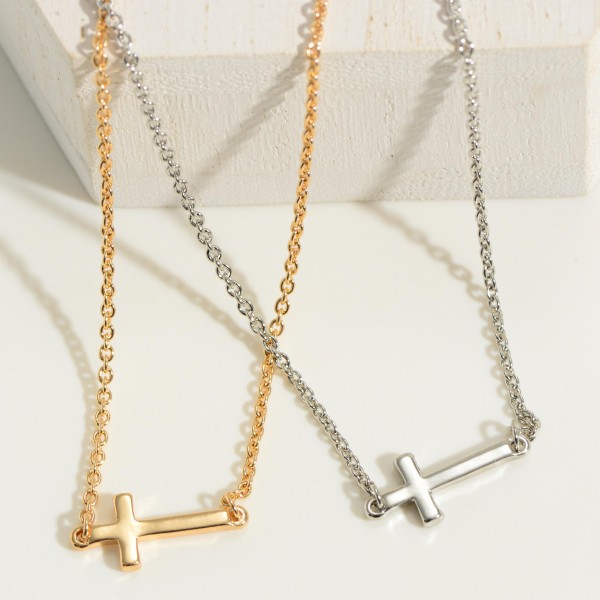 Chain Link Necklace Featuring Dainty Cross Charm
- Approximately 16" Long
- Extender Approximately 3" Long
