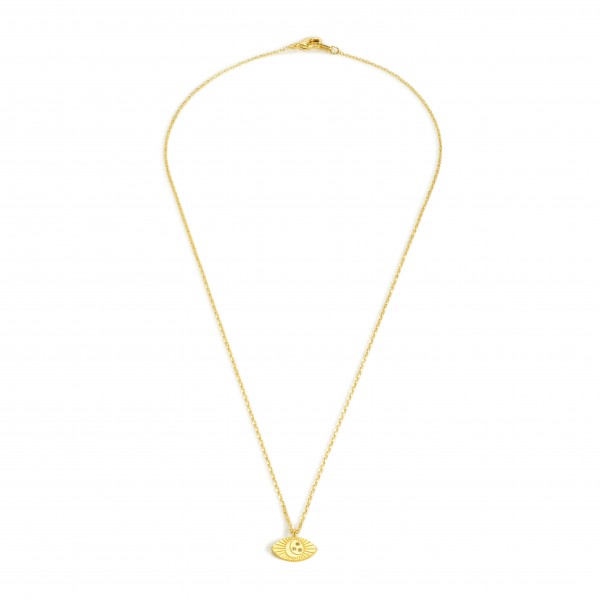 Wholesale petite Gold Dipped Necklace Moon Charm Rhinestone Accents