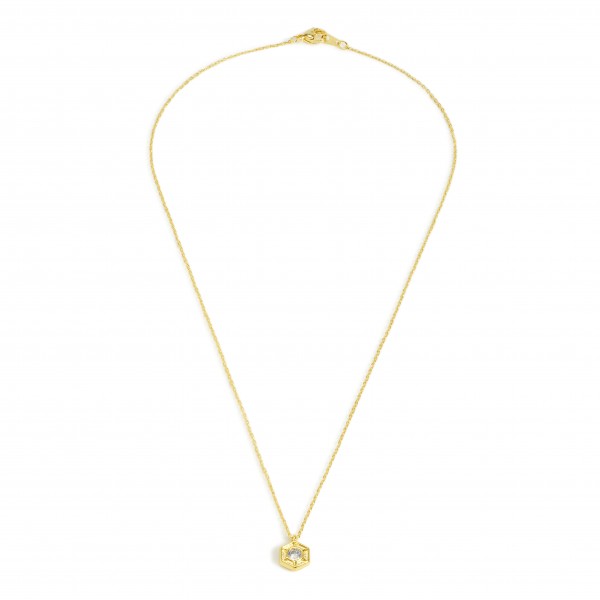 Petite Gold Dipped Necklace With Geometric Charm and Rhinestone Center

- Approximately 16" Length