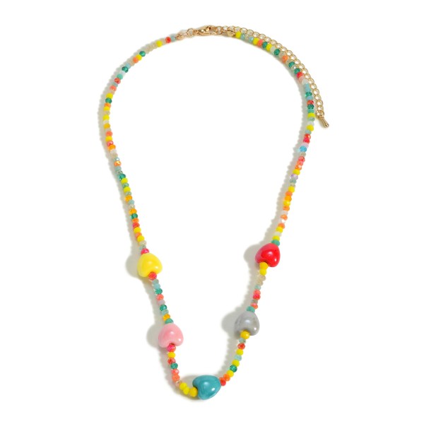 Wholesale multi Colored Beaded Necklace Heart Accents Extender