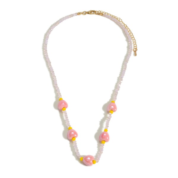 Multi Colored Beaded Necklace With Heart Accents 

- Approximately 16" Length
- 3" Extender