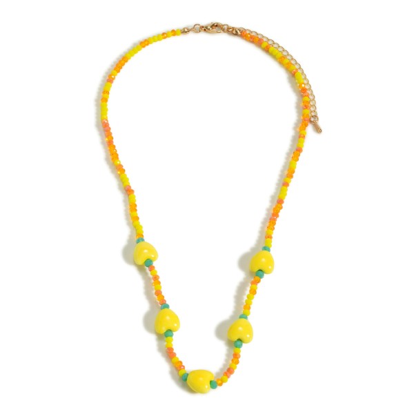 Multi Colored Beaded Necklace With Heart Accents 

- Approximately 16" Length
- 3" Extender