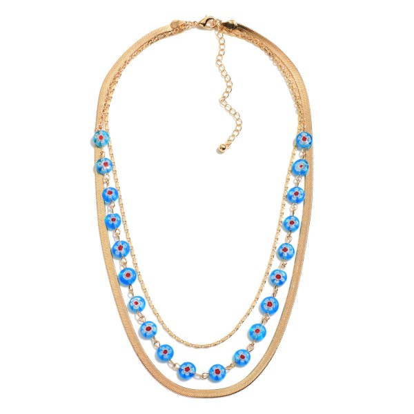 Wholesale gold Layered Necklace Flower Beads
