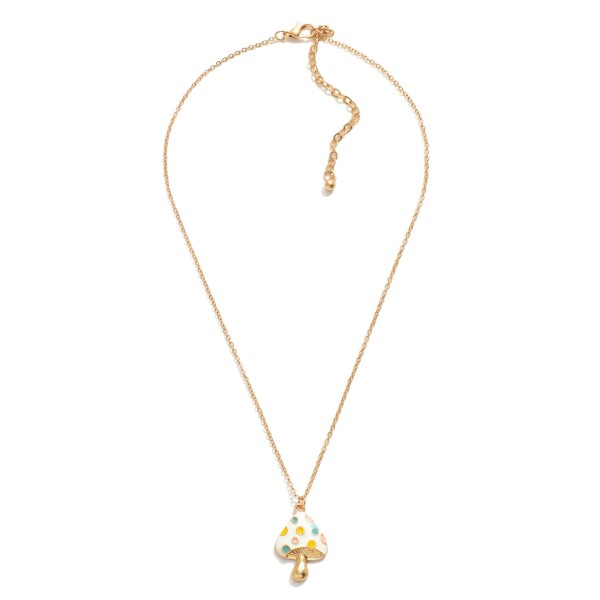 Wholesale gold Enameled Mushroom Charm Necklace Extender