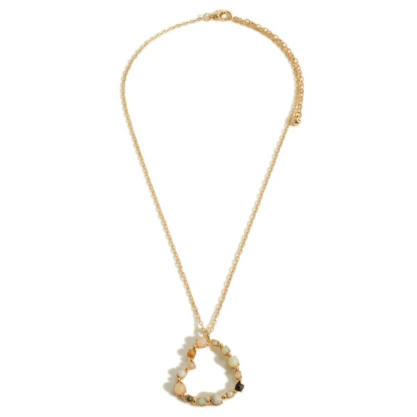 Gold Tone Chain Link Necklace Featuring Heart Pendant with Semi-Precious Natural Stones

- Approximately 18" Long
- Extender Approximately 3" Long