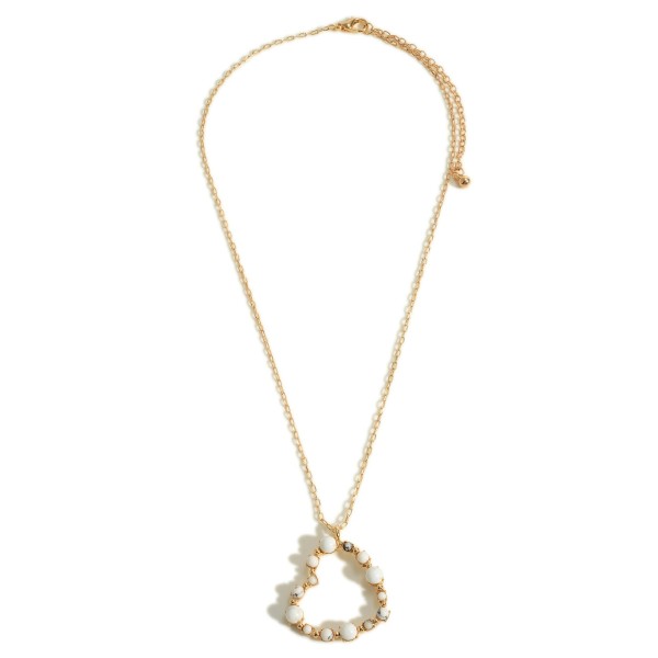 Wholesale gold Chain Link Necklace Heart Pendant Semi Precious Natural Stones Lo