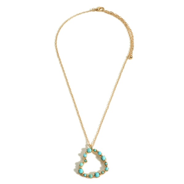 Gold Tone Chain Link Necklace Featuring Heart Pendant with Semi-Precious Natural Stones

- Approximately 18" Long
- Extender Approximately 3" Long