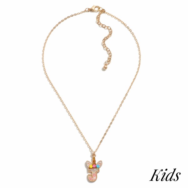 Chain Link Necklace Featuring Glitter Unicorn Initial Charm

- Approximately 16" Long
- Extender Approximately 2" Long