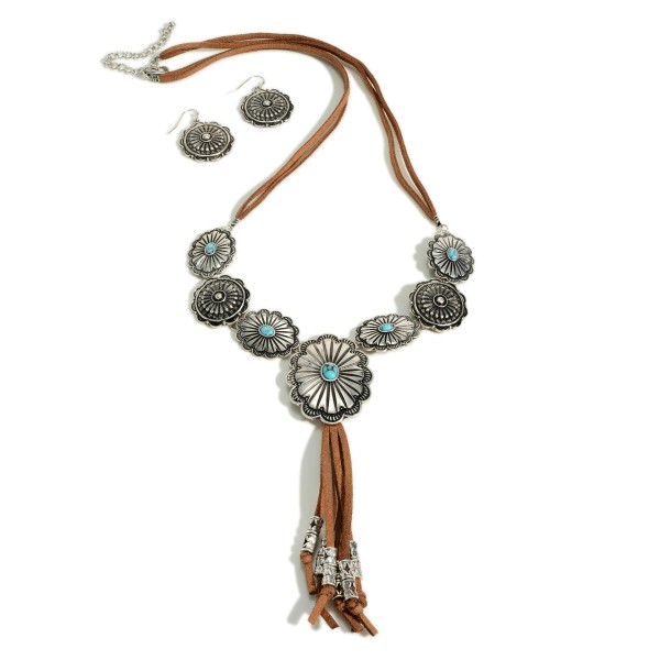 Wholesale long Leather Necklace Western Accents Matching Western Drop Earrings L