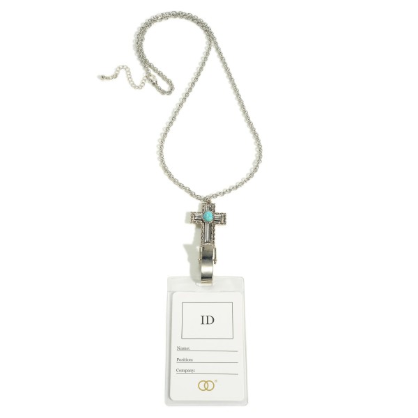 Wholesale western Silver Pendant CC ID Holder Lanyard Necklace Clear Pocket ID D