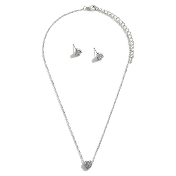 Wholesale rhinestone Heart Stud Earring Necklace Set