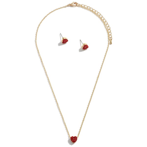 Wholesale rhinestone Heart Stud Earring Necklace Set