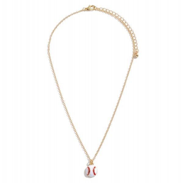 Wholesale petite Gold Baseball Charm Necklace
