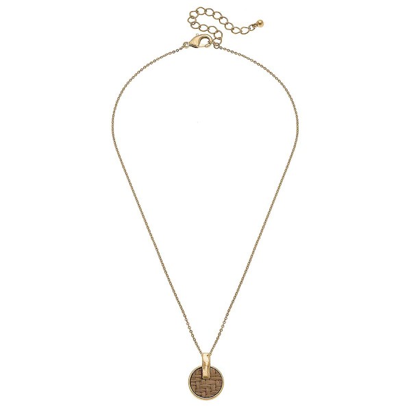 Necklace Featuring Rattan Disc

-Approximately 18" Length With 3" Extender